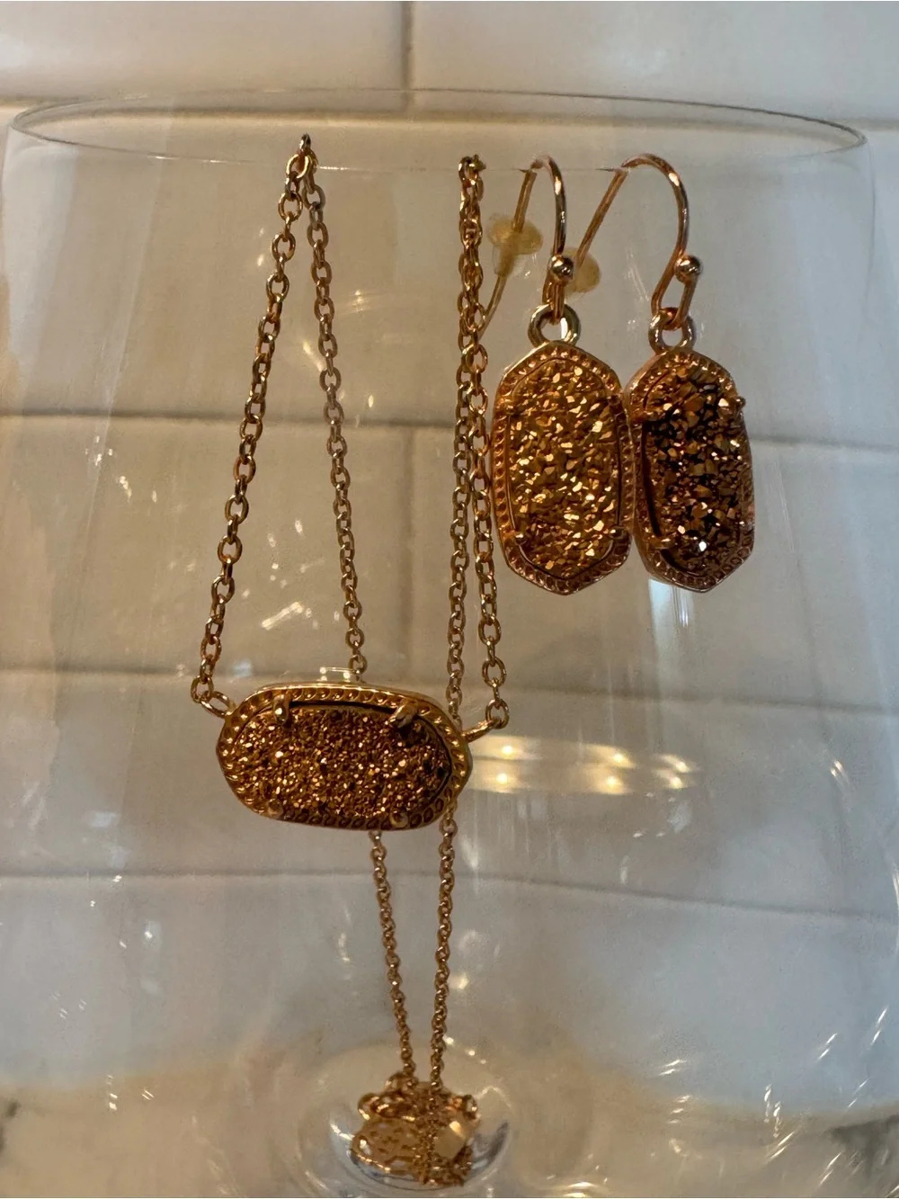 Kendra Scott Lee Rose Gold Druzy Drop Earrings